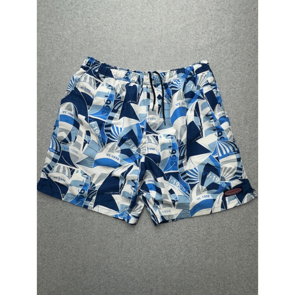 Vineyard Vines Swim Trunks Mens Large Blue‎ Sailing Coastal Beach Aloha Swimming